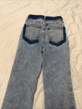Fashion Nova Two-Tone Light & Dark Blue High-Rise Jeans